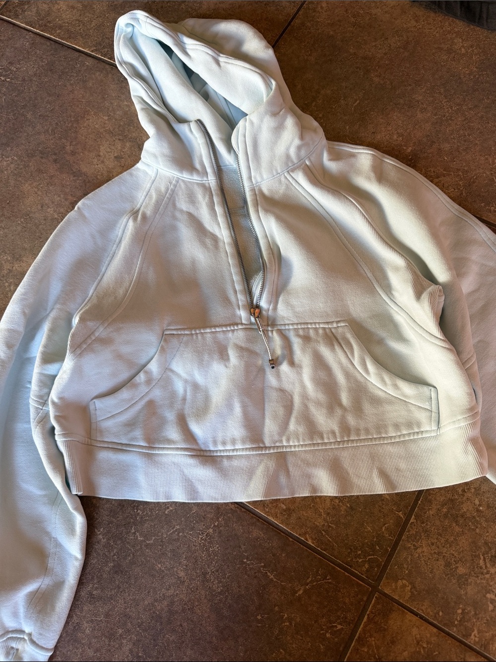 lululemon athletica Pale Blue Cropped Hoodie Sweatshirt